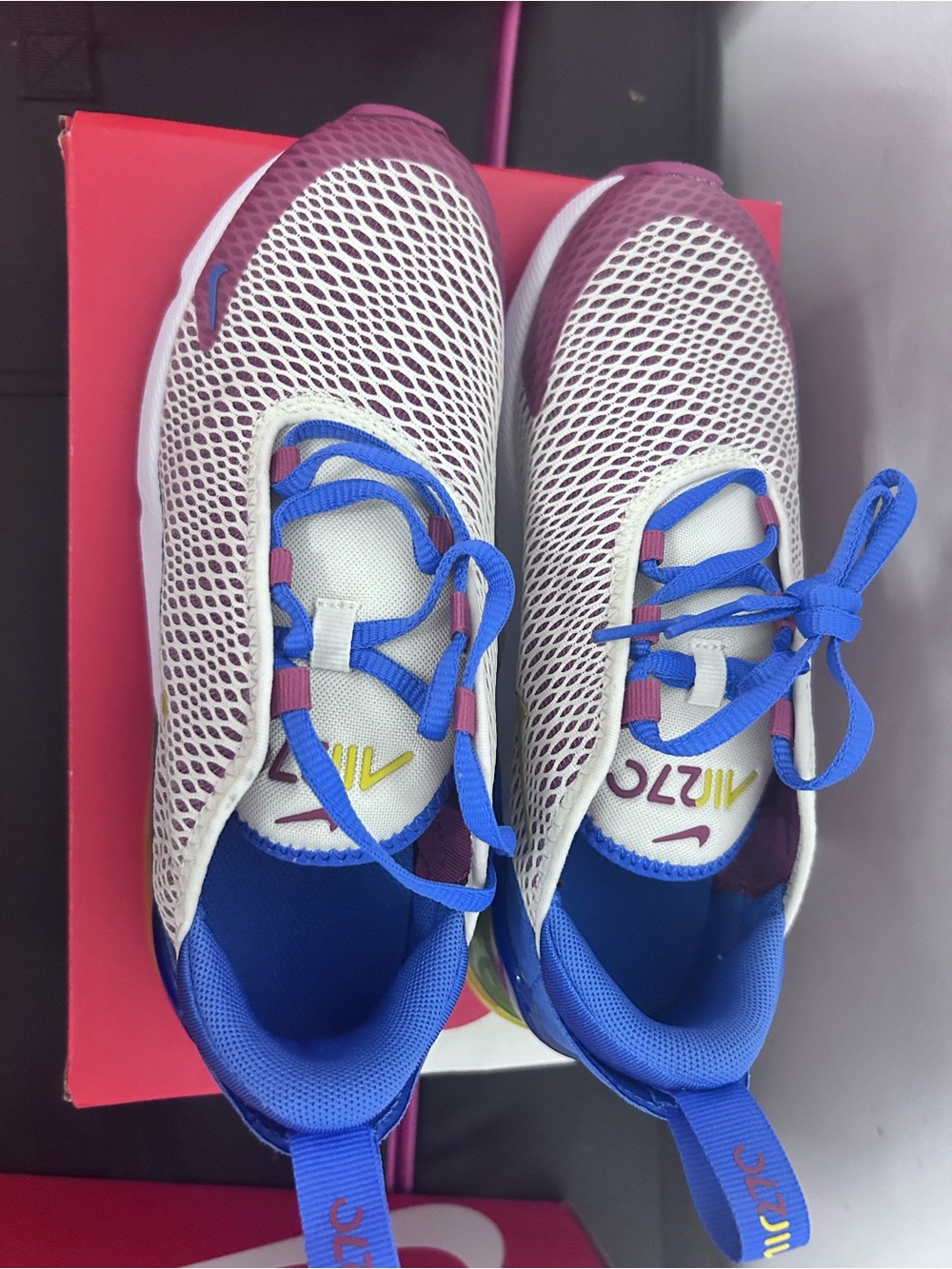 Nike Kids Mesh Sneakers in White, Blue & Pinkish Purple